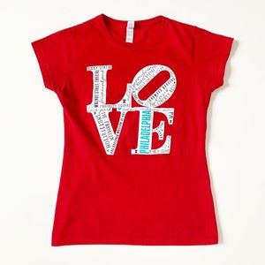 Red Philadelphia LOVE Fitted Tee Size Small